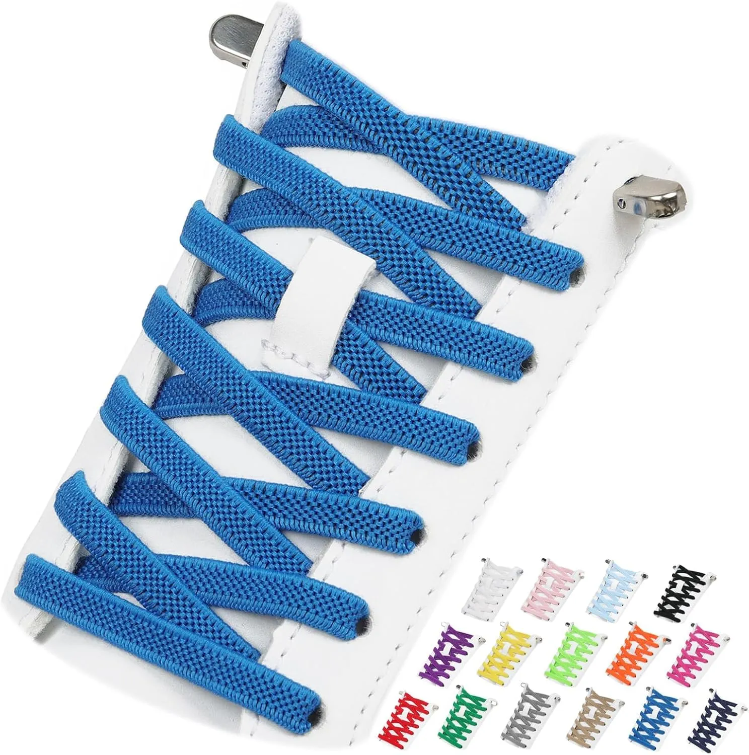 2 Pairs Elastic Tieless Shoe Laces for Sneakers, No Tie Shoelaces for Adults and Kids