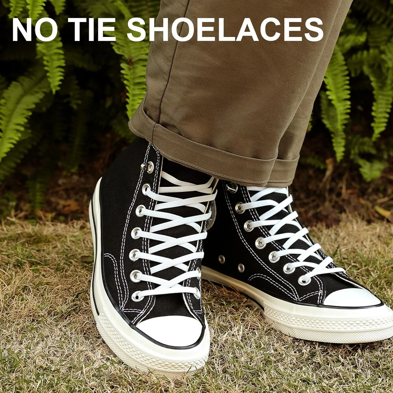 2 Pairs Elastic Tieless Shoe Laces for Sneakers, No Tie Shoelaces for Adults and Kids