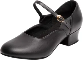 ARCLIBER Black Character Shoes for Women Low Heel Cuban Heel Dance Shoes Ankle Strap Dancing Shoes