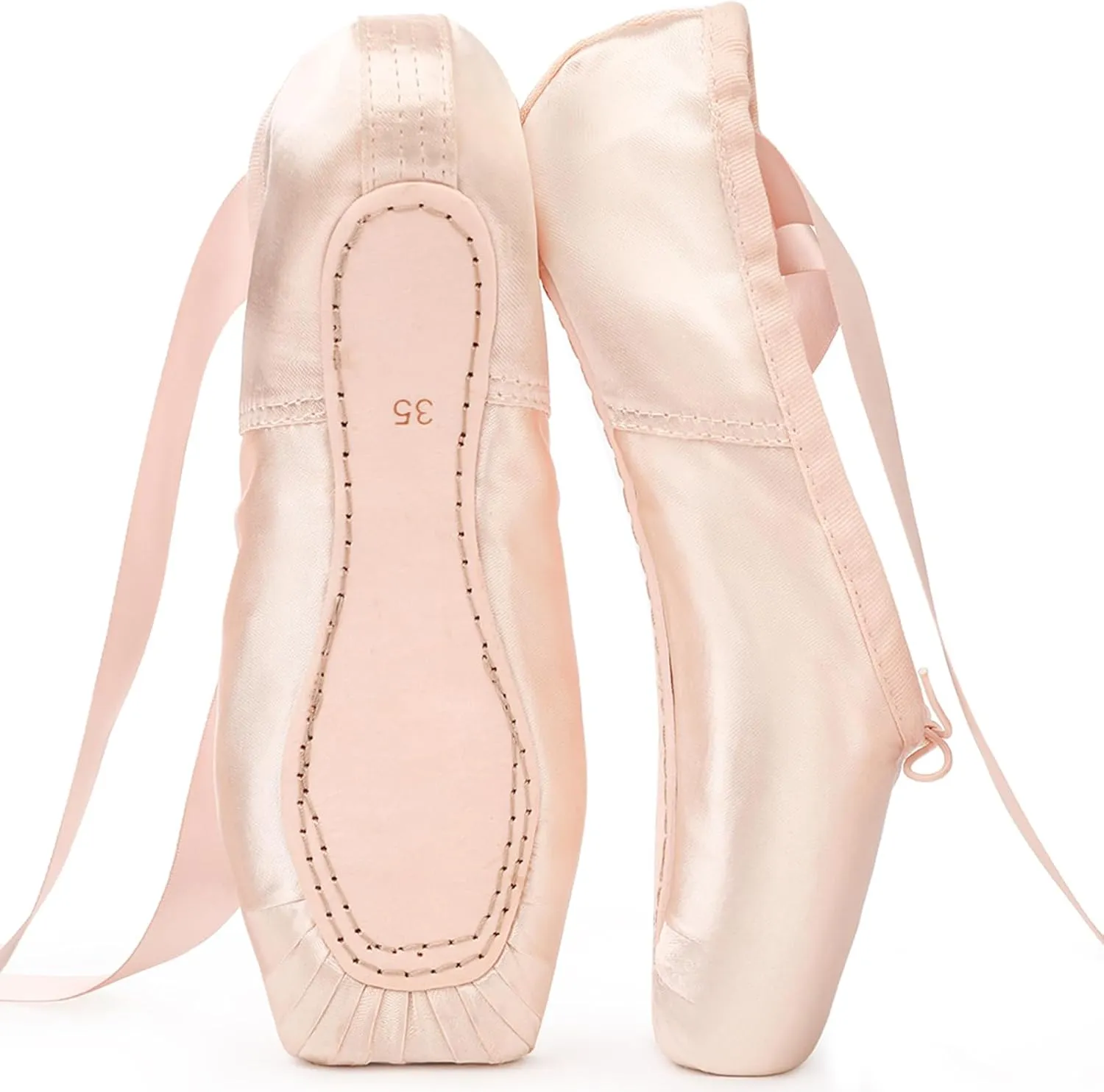 Ballet Pointe Shoes for Girls Women Professional Dance Shoes with Ribbon Toe Pads