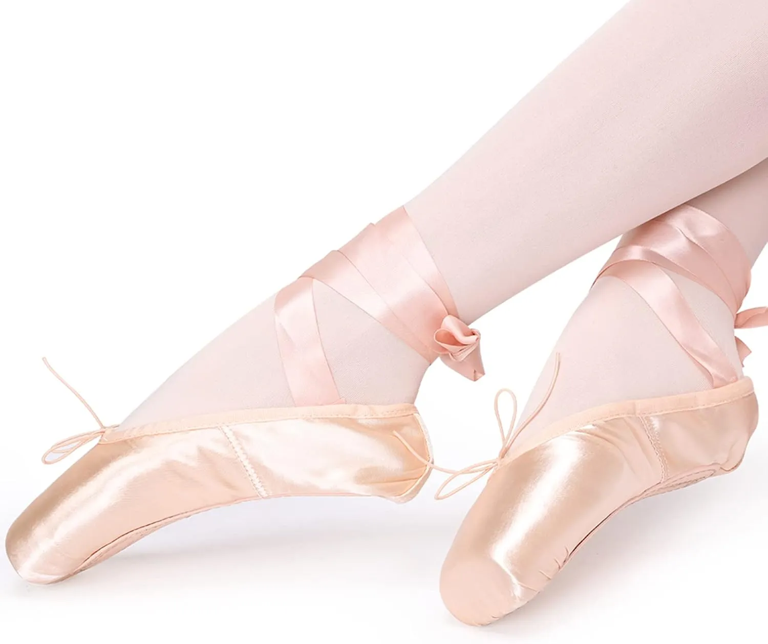 Ballet Pointe Shoes for Girls Women Professional Dance Shoes with Ribbon Toe Pads