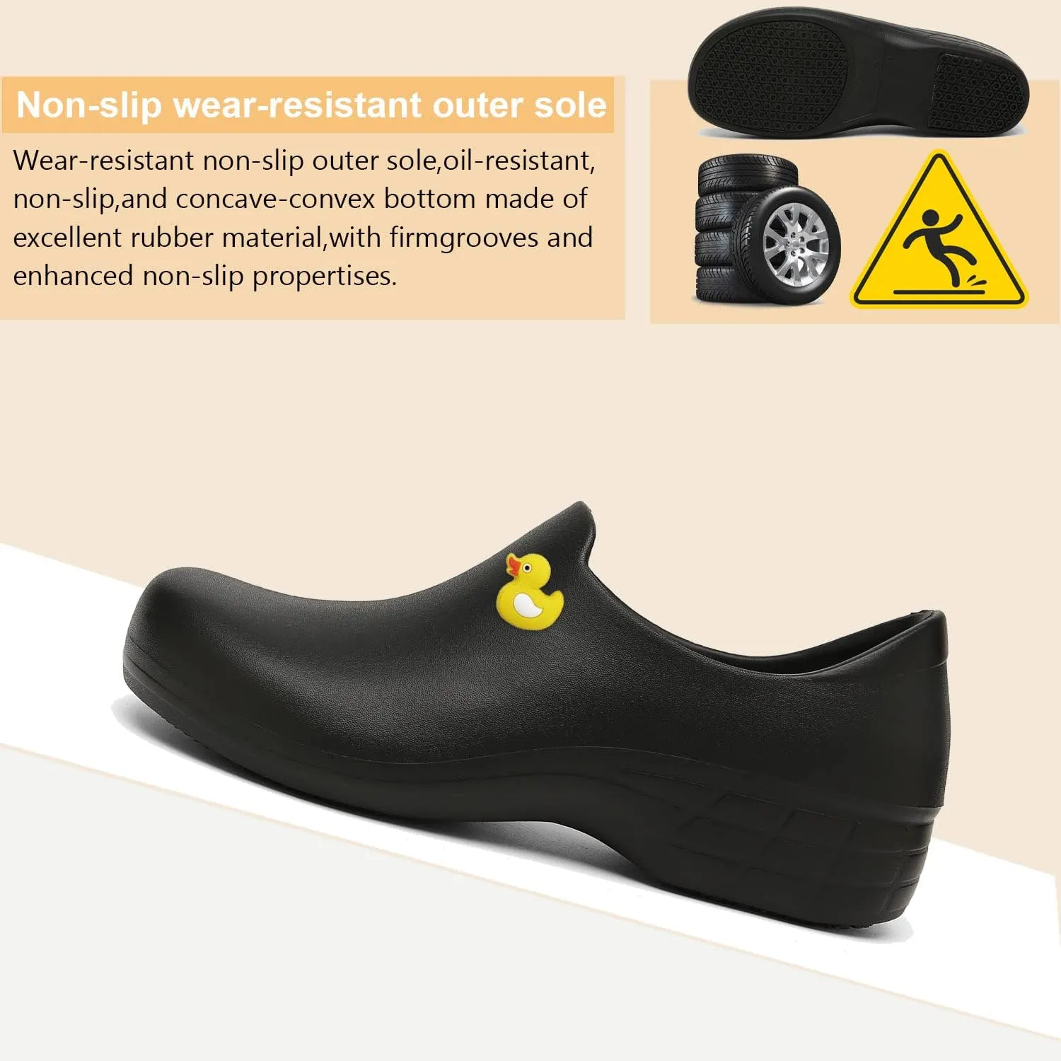 Black Garden Shoes for Women - Professional Oil Water Resistant Nursing Chef ShoesNon-Slip Safety Working Shoes for Kitchen Garden Hospital