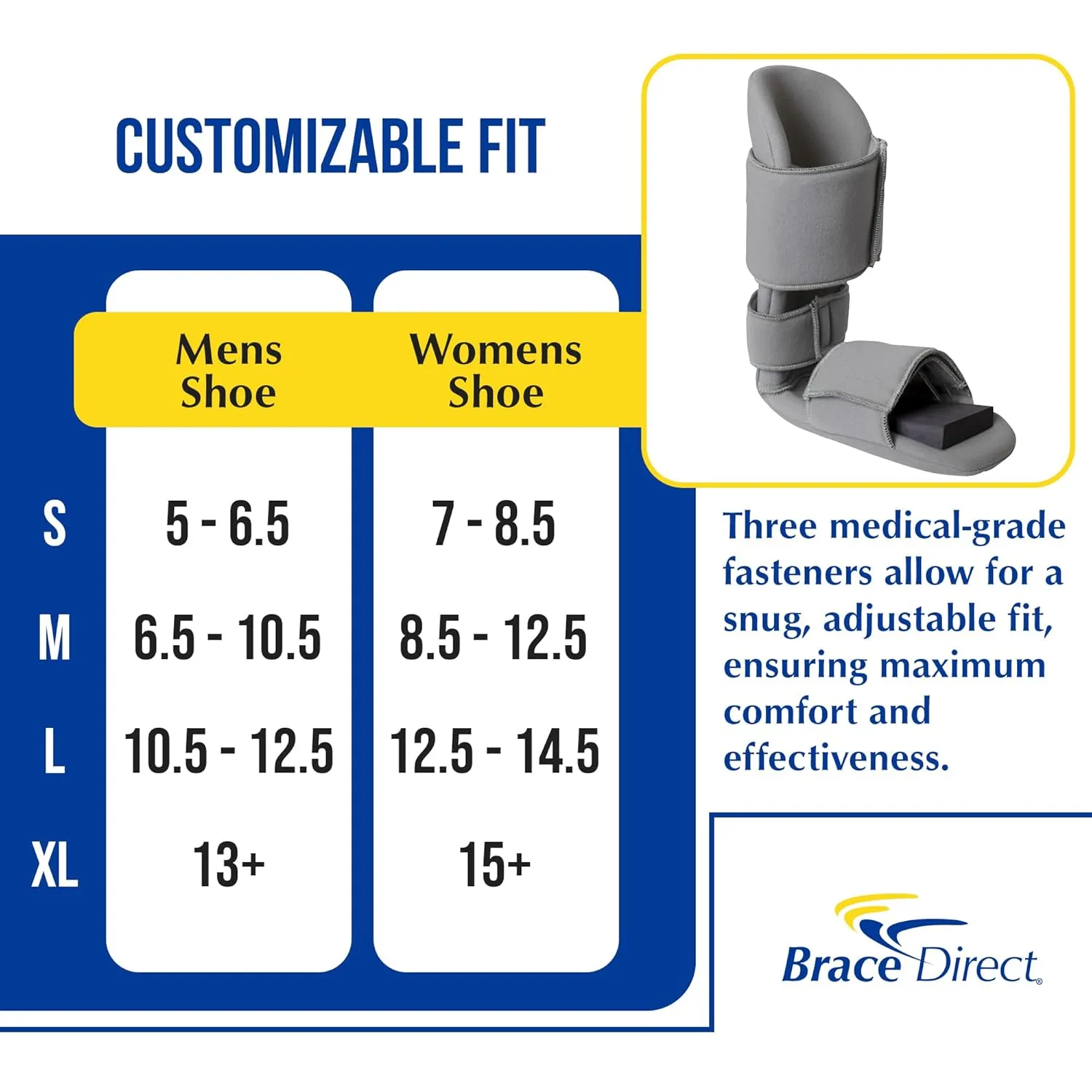 Brace Direct Padded Night Splint 90 Degree Sleeping Boot - Immobilizing Stretching Support for Plantar Fasciitis, Drop Foot, Achilles Tendonitis, Heel Spurs, Small (US Shoe Men 4.5-7 / Women 6.5-8)