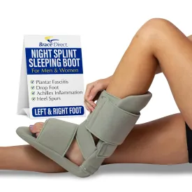 Brace Direct Padded Night Splint 90 Degree Sleeping Boot - Immobilizing Stretching Support for Plantar Fasciitis, Drop Foot, Achilles Tendonitis, Heel Spurs, Small (US Shoe Men 4.5-7 / Women 6.5-8)