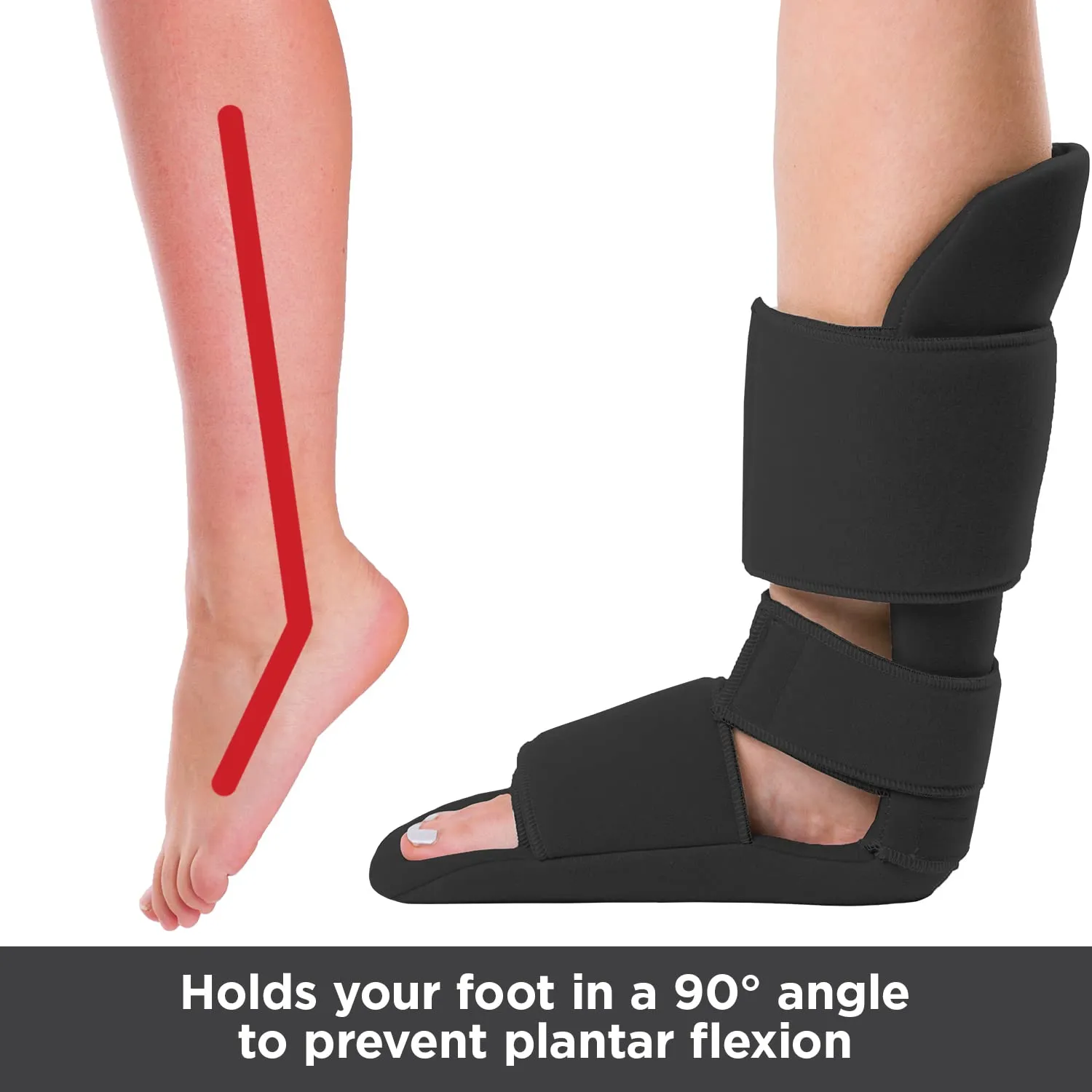 BraceAbility Padded 90 Degree Plantar Fasciitis Boot | Soft Night Splint to Stabilize Foot and Ankle, Stretches Plantar Fascia Ligament and Supports Achilles Tendon (Small)