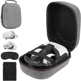 Case for Meta Quest 3/3S/2 & Vision Pro/Pico 4, Elite Strap & Battery Head Strap,with Lens Protector and Drawstring velvet bag,Portable Hard Carrying Case