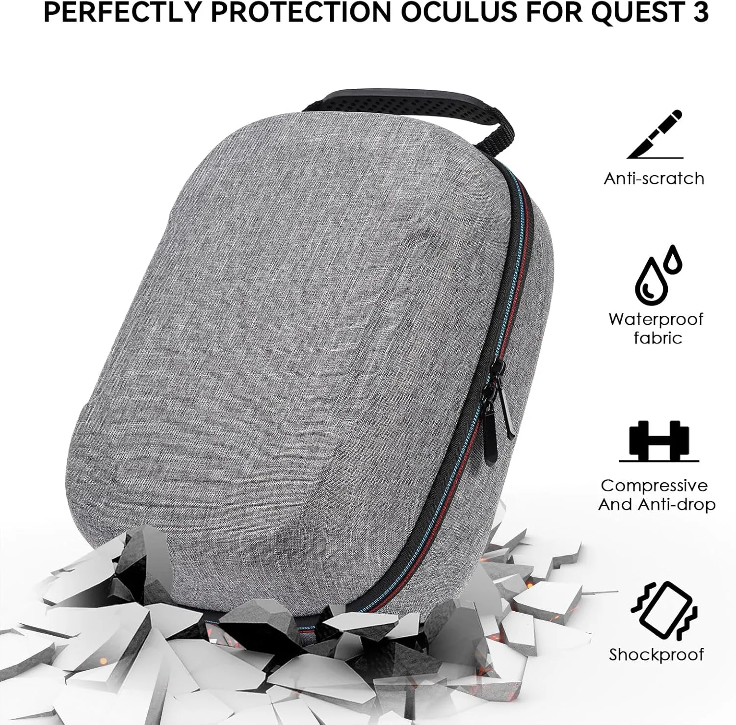 Case for Meta Quest 3/3S/2 & Vision Pro/Pico 4, Elite Strap & Battery Head Strap,with Lens Protector and Drawstring velvet bag,Portable Hard Carrying Case