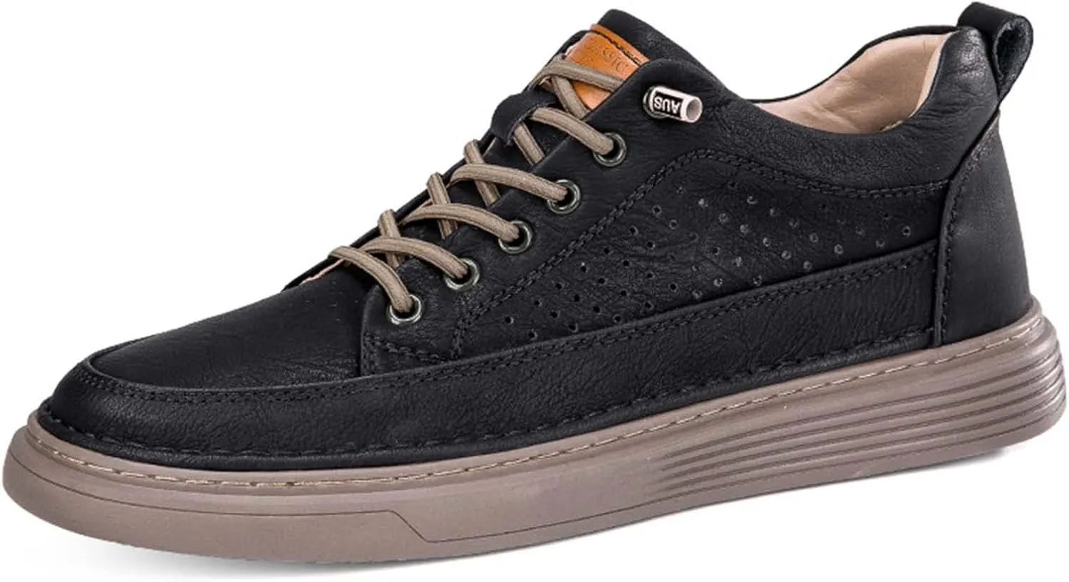 CERYTHRINA Men's Invisible Height Increasing Elevator Shoes 2.5 Inches Taller Height Casual Sneakers Comforts Leather Skeleton Shoes