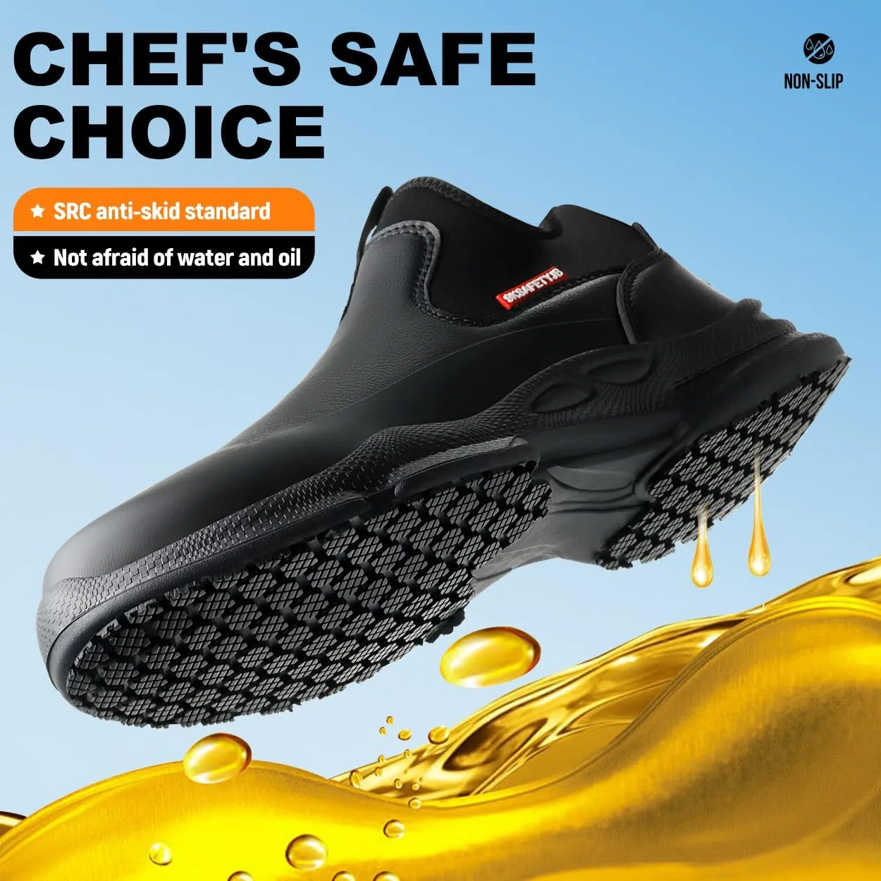 Chef Non-Slip Shoes for Kitchen Leather Oil & Water Resistant Work Shoes for Men/Women Anti-Slip Restaurant