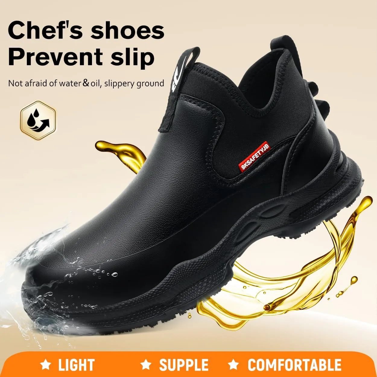 Chef Non-Slip Shoes for Kitchen Leather Oil & Water Resistant Work Shoes for Men/Women Anti-Slip Restaurant