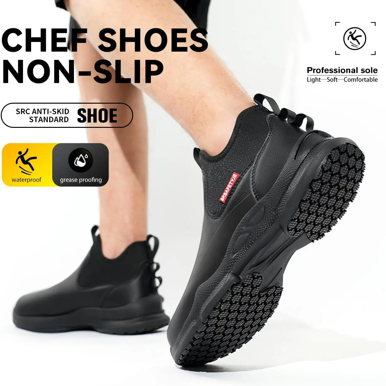 Chef Non-Slip Shoes for Kitchen Leather Oil & Water Resistant Work Shoes for Men/Women Anti-Slip Restaurant
