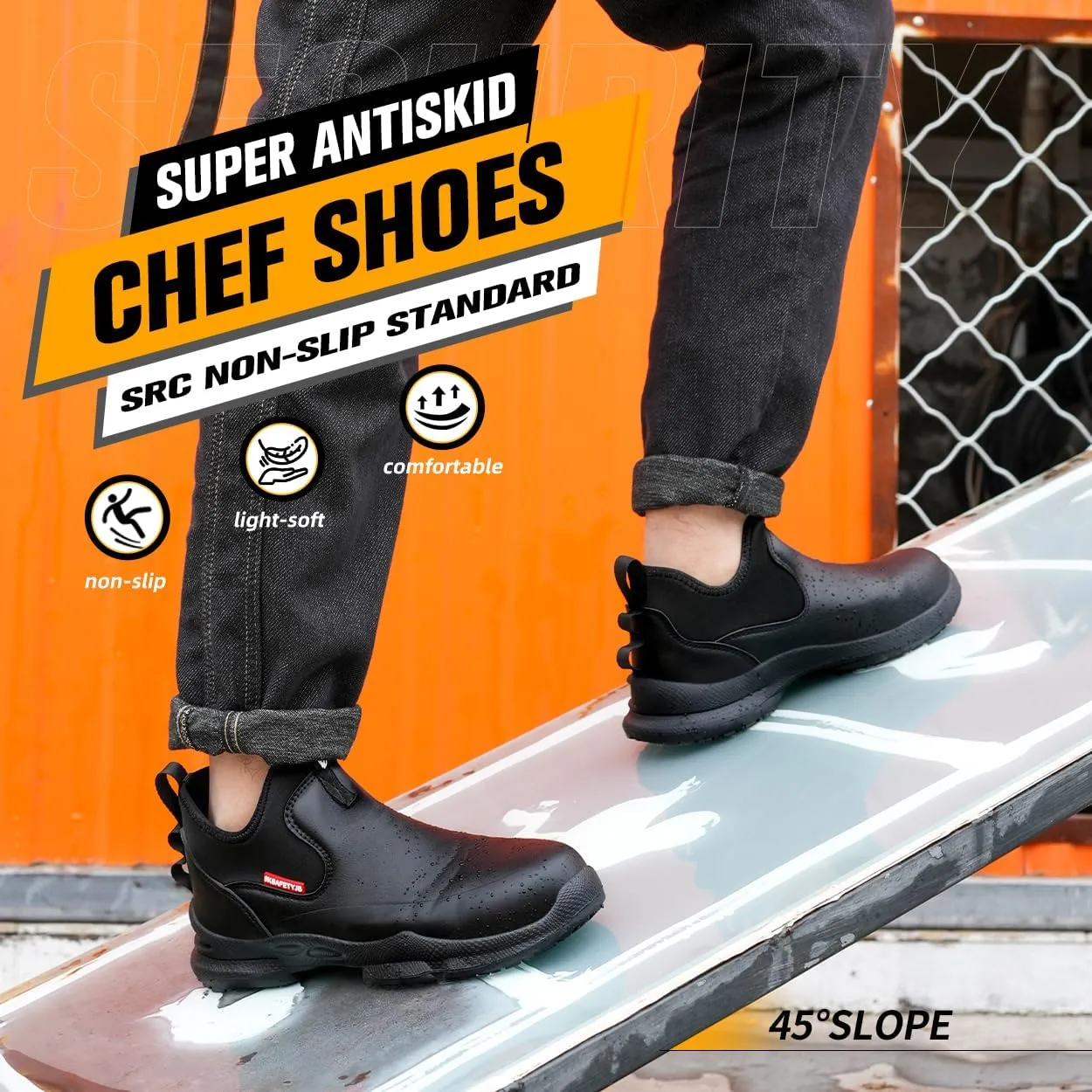 Chef Non-Slip Shoes for Kitchen Leather Oil & Water Resistant Work Shoes for Men/Women Anti-Slip Restaurant