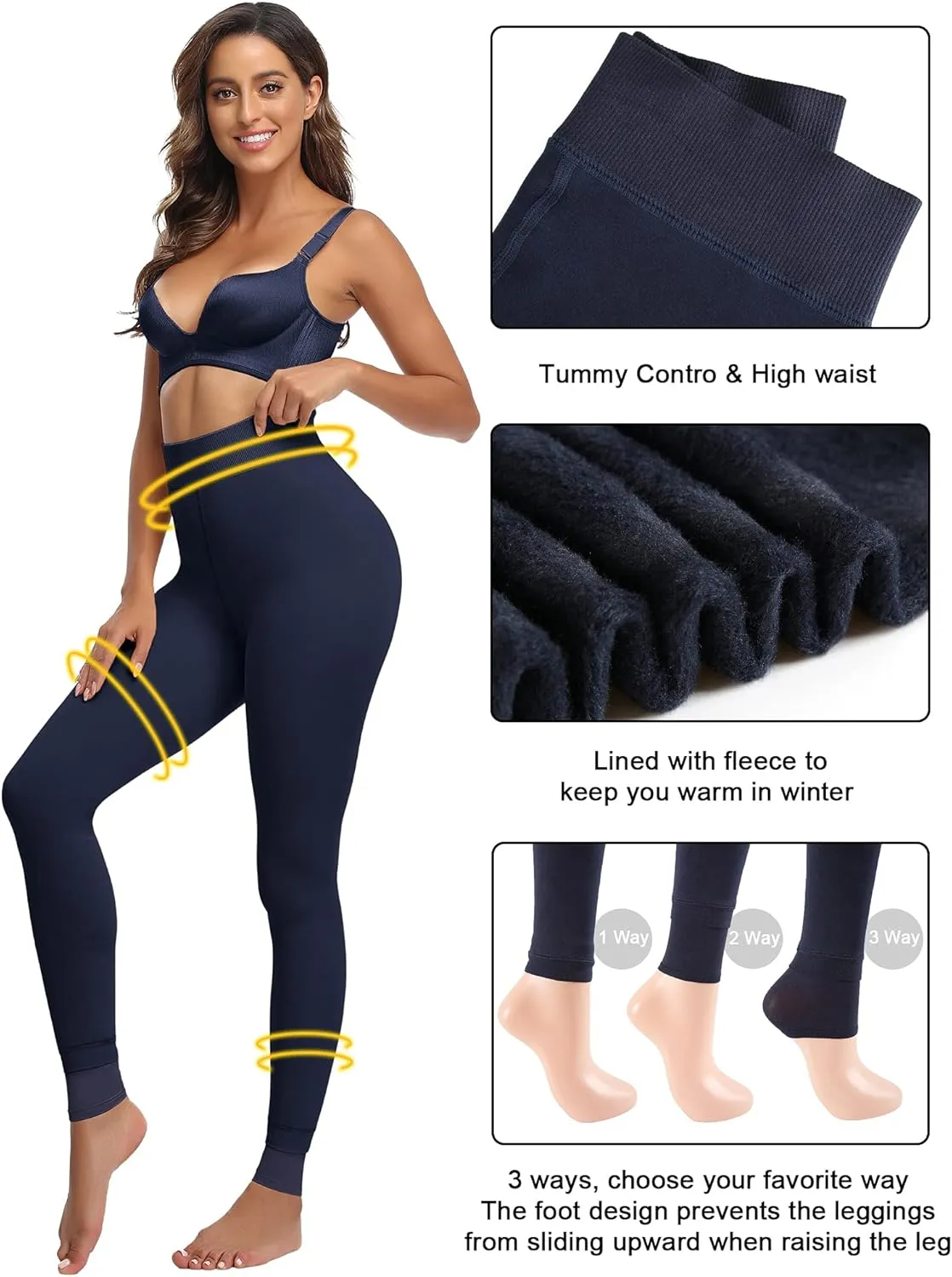 CHRLEISURE Women's Winter Warm Fleece Lined Leggings - Thick Velvet Tights Thermal Pants