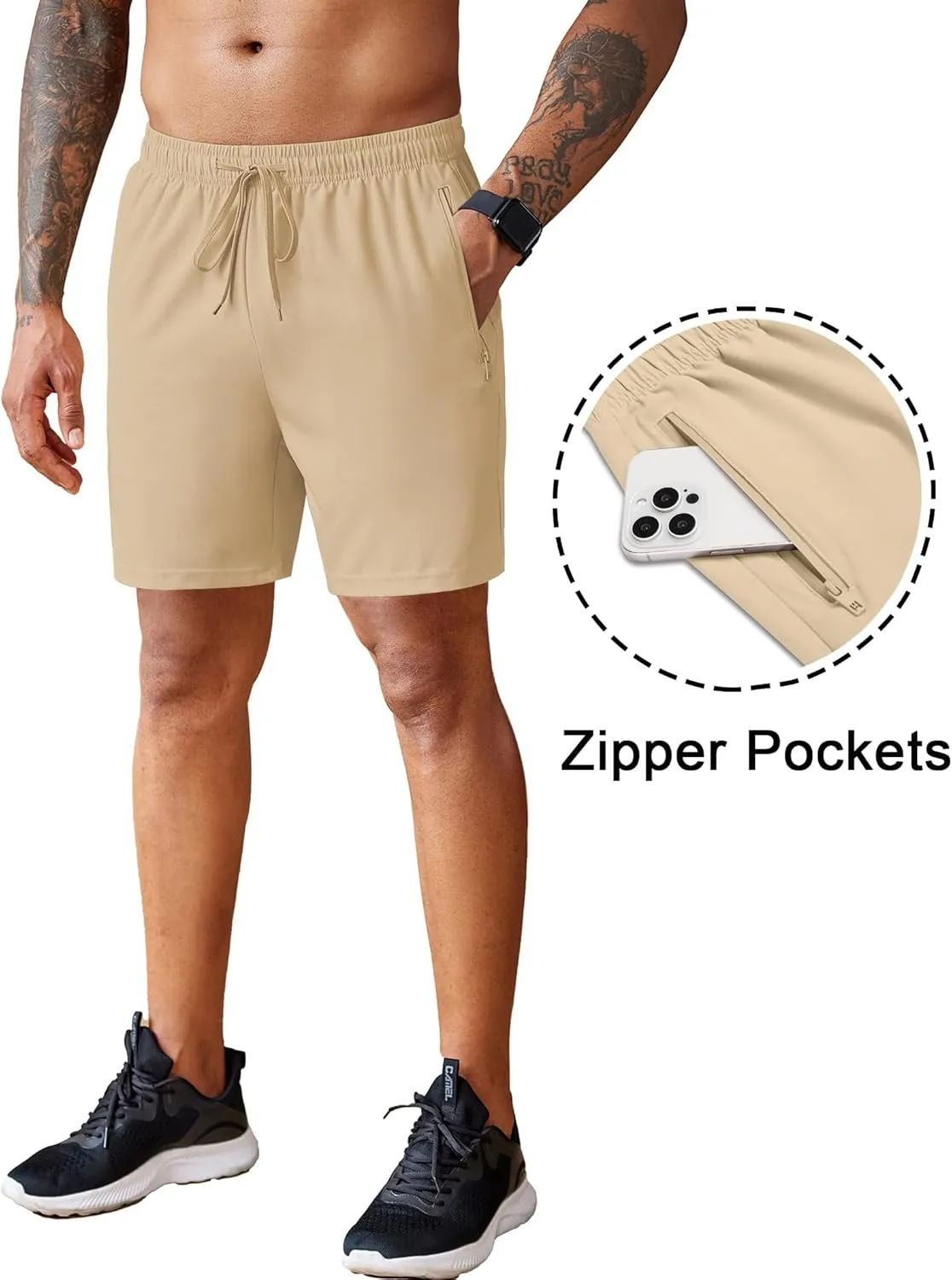 COOFANDY Men's 2 Pack Workout Gym Shorts 7 Inch / 5 Inch Athletic Shorts Lightweight Casual Jogger Short with Zipper Pockets