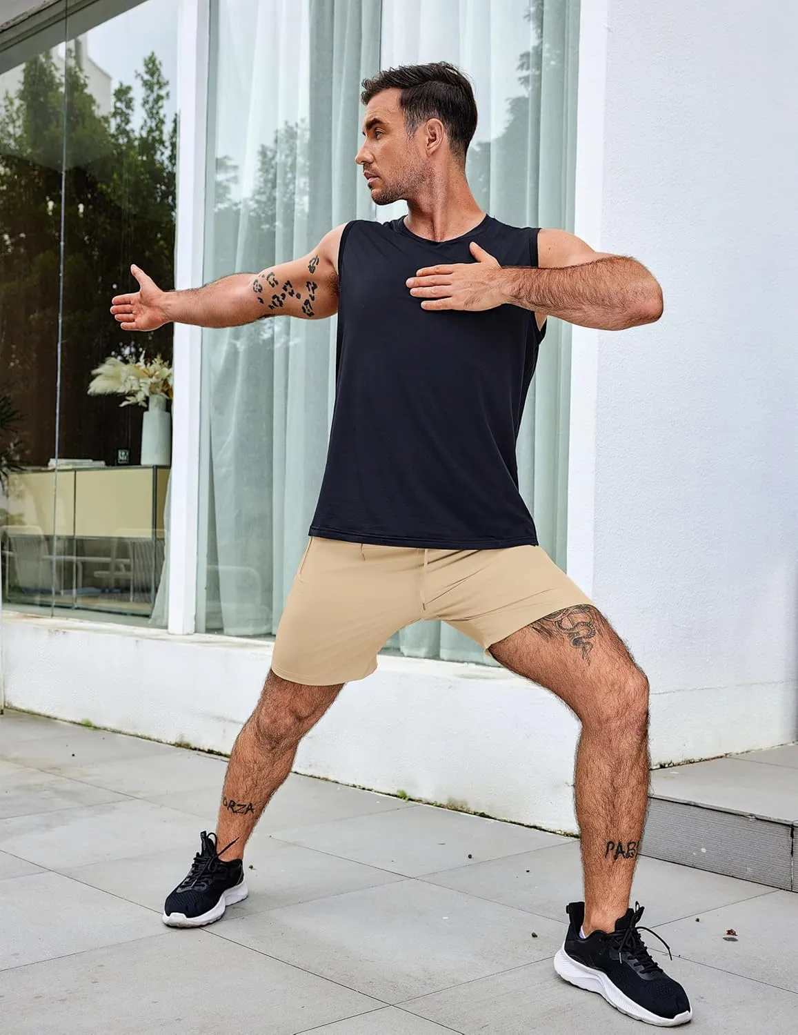 COOFANDY Men's 2 Pack Workout Gym Shorts 7 Inch / 5 Inch Athletic Shorts Lightweight Casual Jogger Short with Zipper Pockets