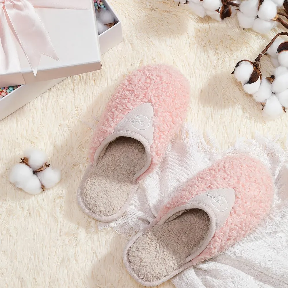 Cozy Fuzzy Slippers for Women Indoor and Outdoor Non Slip Memory Foam House Shoes Christmas Gift for Women Mom Girlfriend Daughter