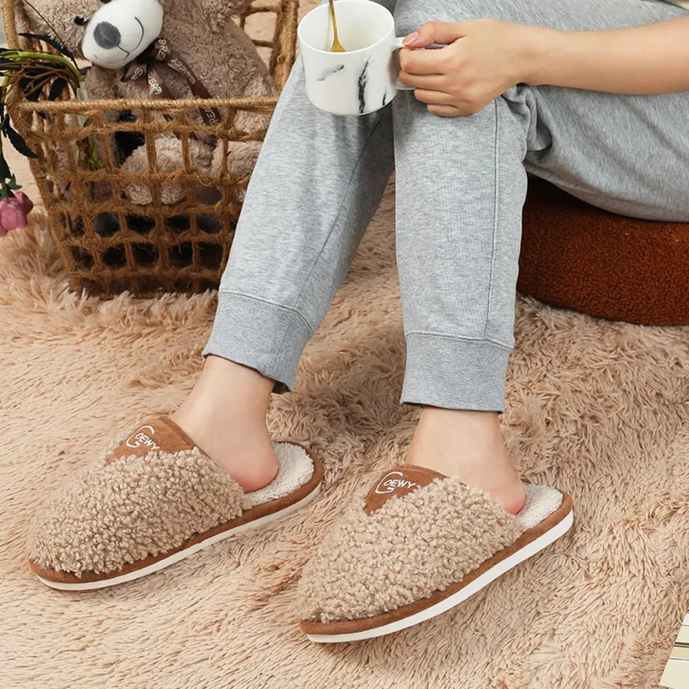 Cozy Fuzzy Slippers for Women Indoor and Outdoor Non Slip Memory Foam House Shoes Christmas Gift for Women Mom Girlfriend Daughter