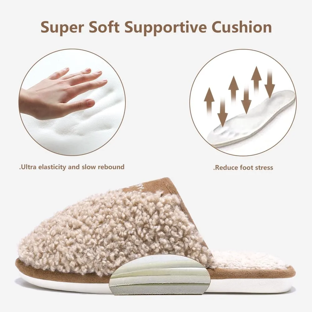 Cozy Fuzzy Slippers for Women Indoor and Outdoor Non Slip Memory Foam House Shoes Christmas Gift for Women Mom Girlfriend Daughter