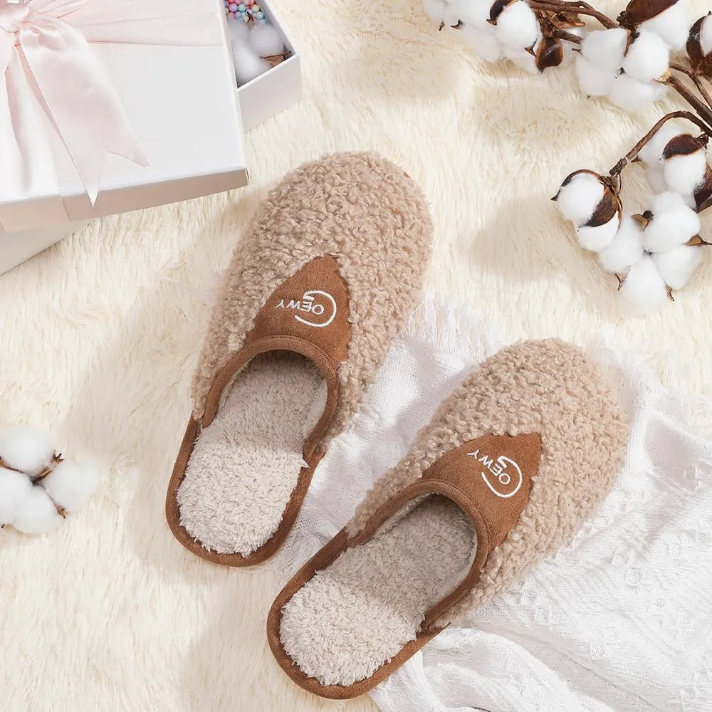 Cozy Fuzzy Slippers for Women Indoor and Outdoor Non Slip Memory Foam House Shoes Christmas Gift for Women Mom Girlfriend Daughter