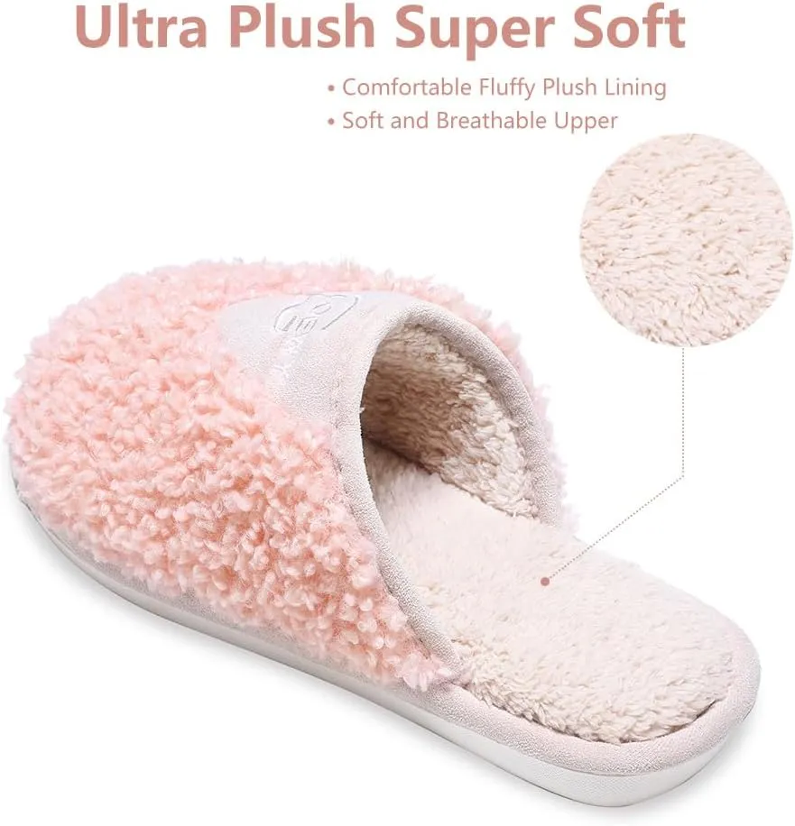 Cozy Fuzzy Slippers for Women Indoor and Outdoor Non Slip Memory Foam House Shoes Christmas Gift for Women Mom Girlfriend Daughter