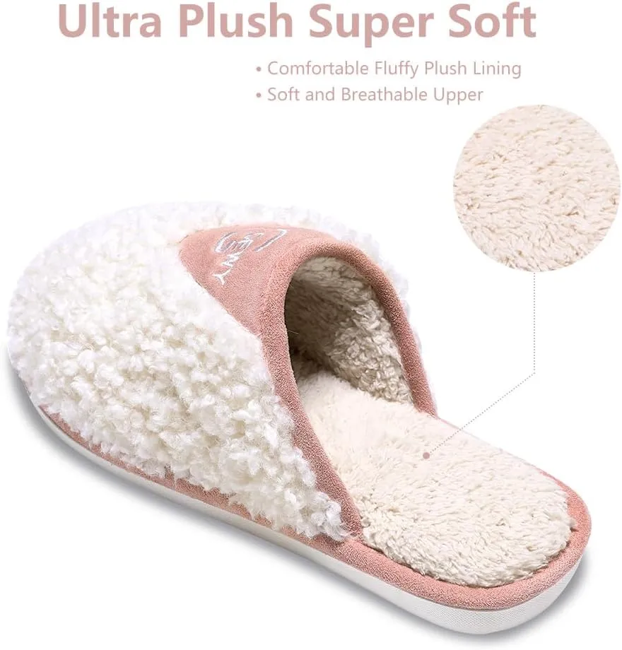 Cozy Fuzzy Slippers for Women Indoor and Outdoor Non Slip Memory Foam House Shoes Christmas Gift for Women Mom Girlfriend Daughter