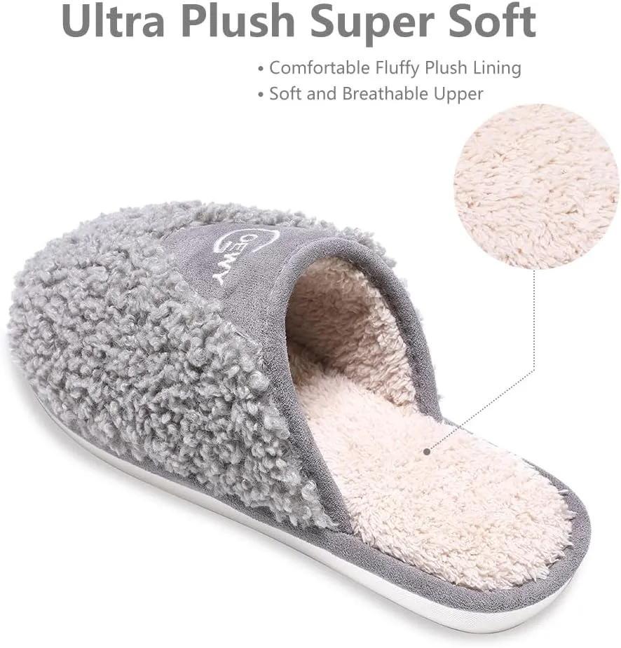 Cozy Fuzzy Slippers for Women Indoor and Outdoor Non Slip Memory Foam House Shoes Christmas Gift for Women Mom Girlfriend Daughter