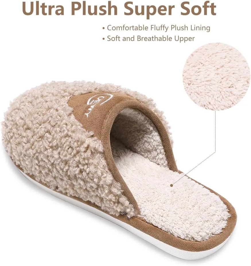 Cozy Fuzzy Slippers for Women Indoor and Outdoor Non Slip Memory Foam House Shoes Christmas Gift for Women Mom Girlfriend Daughter