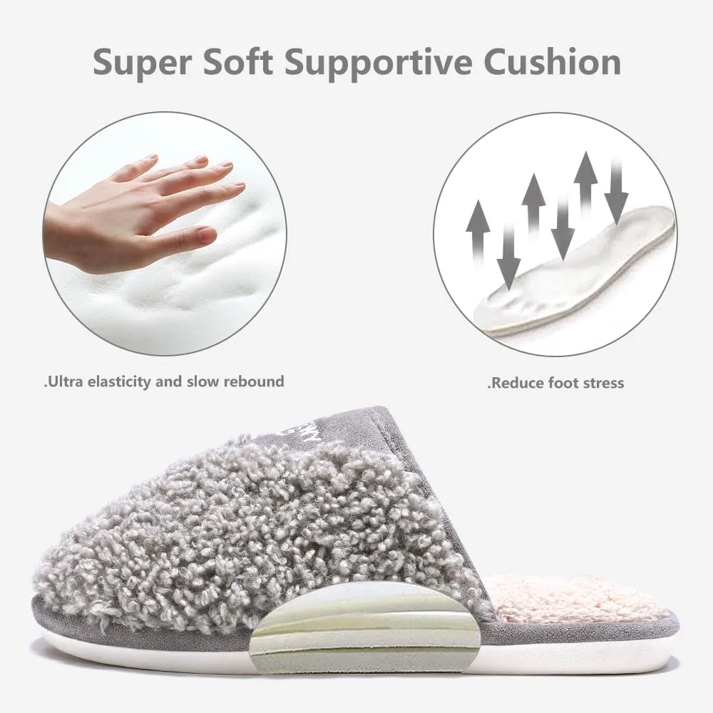 Cozy Fuzzy Slippers for Women Indoor and Outdoor Non Slip Memory Foam House Shoes Christmas Gift for Women Mom Girlfriend Daughter