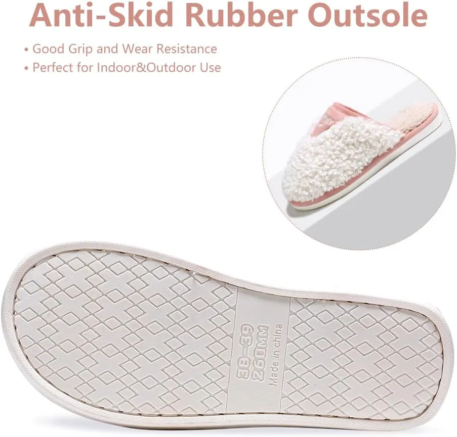 Cozy Fuzzy Slippers for Women Indoor and Outdoor Non Slip Memory Foam House Shoes Christmas Gift for Women Mom Girlfriend Daughter
