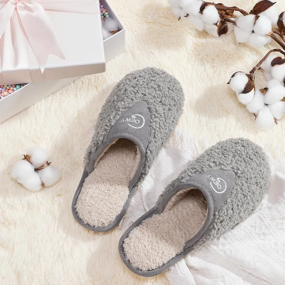 Cozy Fuzzy Slippers for Women Indoor and Outdoor Non Slip Memory Foam House Shoes Christmas Gift for Women Mom Girlfriend Daughter