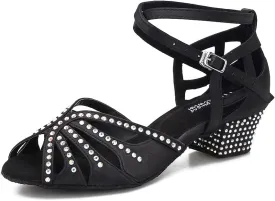 Dance Shoes for Women Low Heel Ballroom Dance Shoes Salsa Latin Practice Dancing Shoes Cuban Heels 1.5 inch