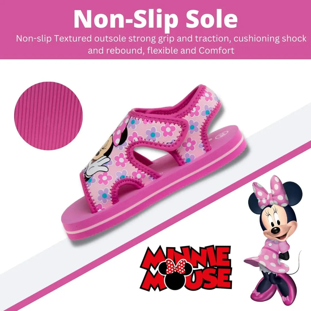 Disney Kids Frozen and Mickey Sandals - Easy Slipon Closure Waterproof Quick Dry Slides - Purple/Pink/Blue (Sizes: 5-10 Toddler / 11-12 Little Kid)