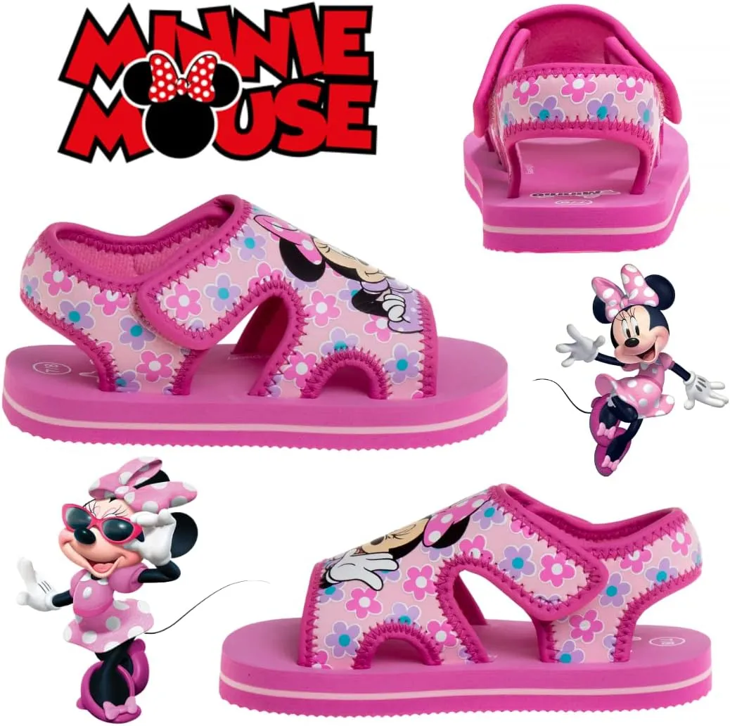 Disney Kids Frozen and Mickey Sandals - Easy Slipon Closure Waterproof Quick Dry Slides - Purple/Pink/Blue (Sizes: 5-10 Toddler / 11-12 Little Kid)