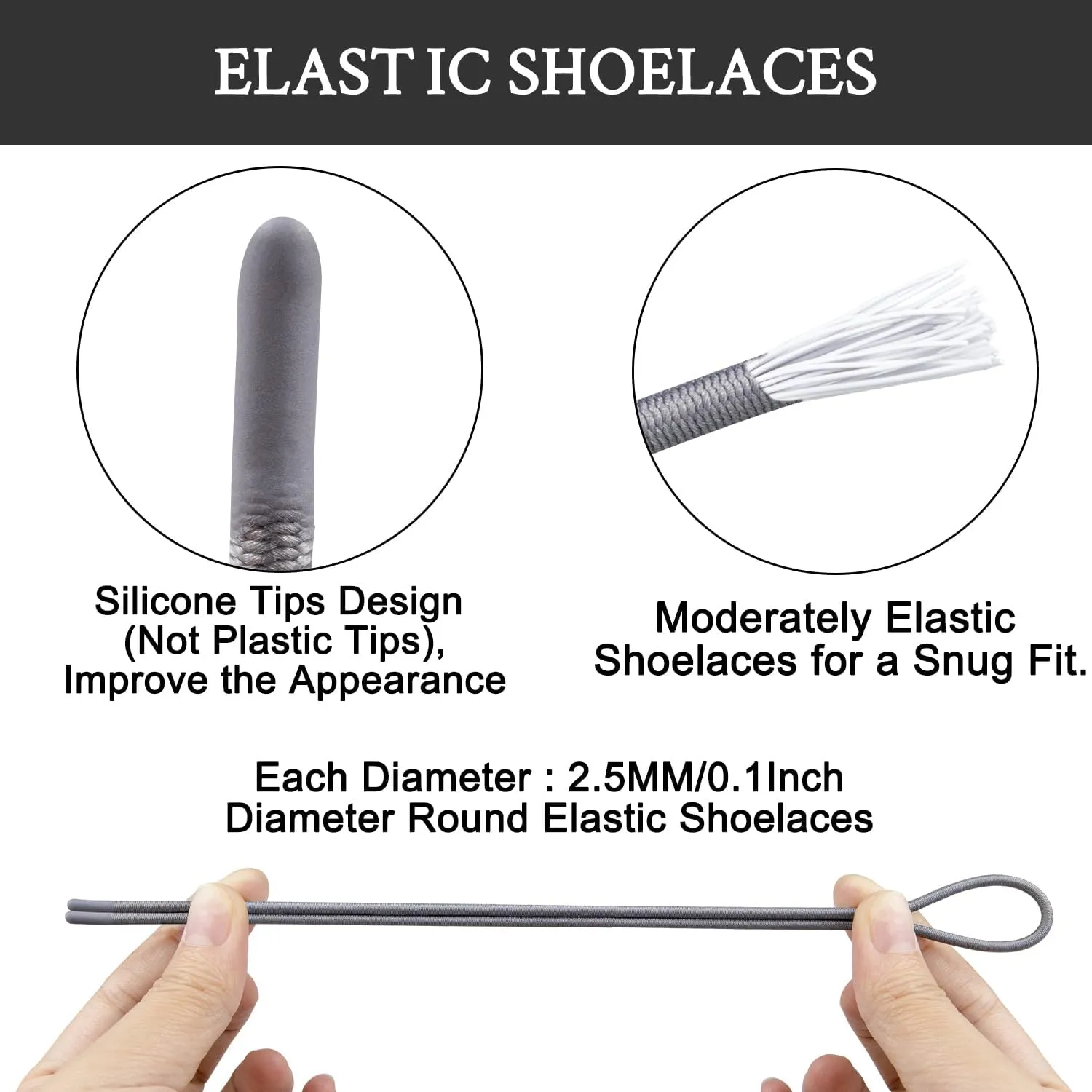 Elastic Shoelaces for ON Cloud 5 & 6 No Tie Replacements Shoes Laces Stretchy Bungee Running Training