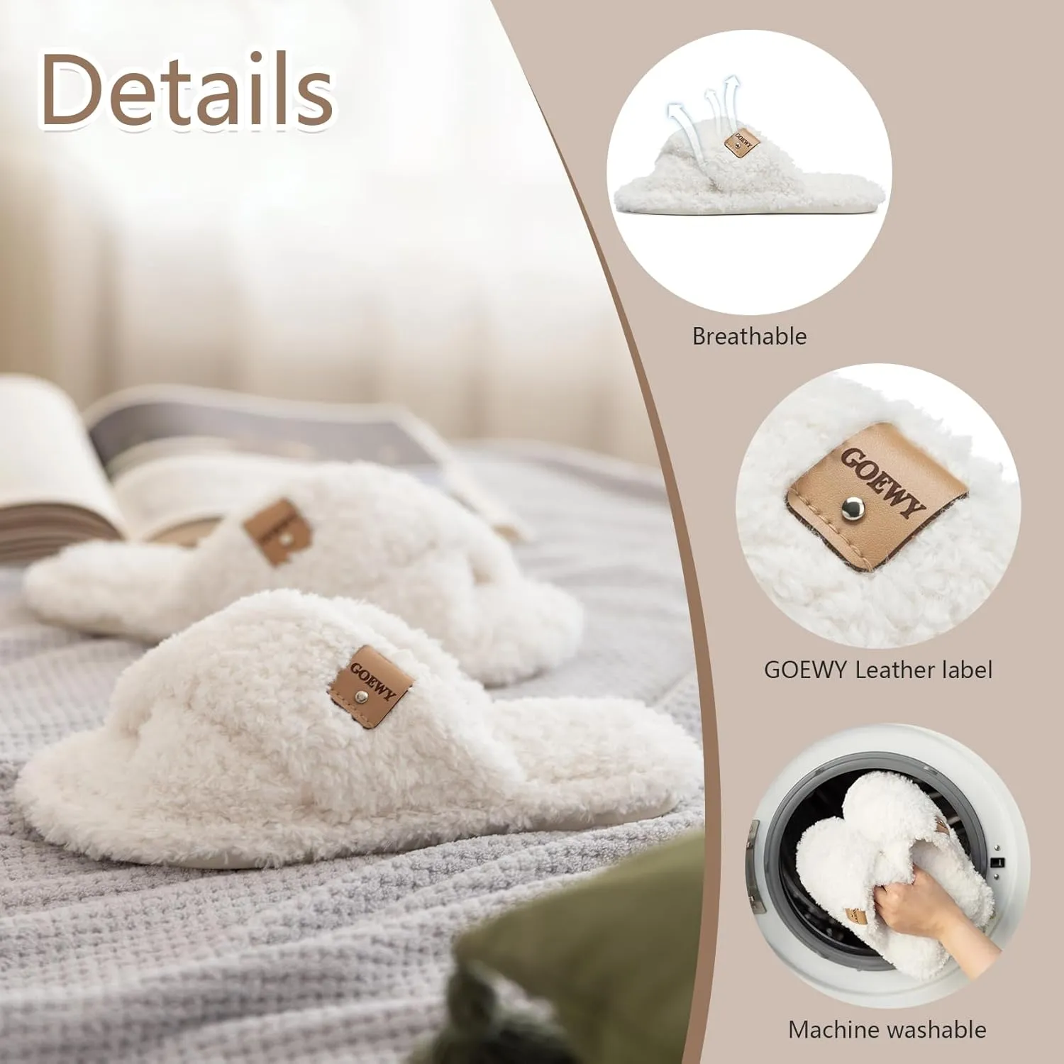 Fuzzy Open Toe Slippers for Women Indoor and Outdoor with Memory Foam Cozy Cross Band Cute Slipper Soft House Shoes Slides Slip On Gifts for Women Mom Her Ladies Bridesmaid