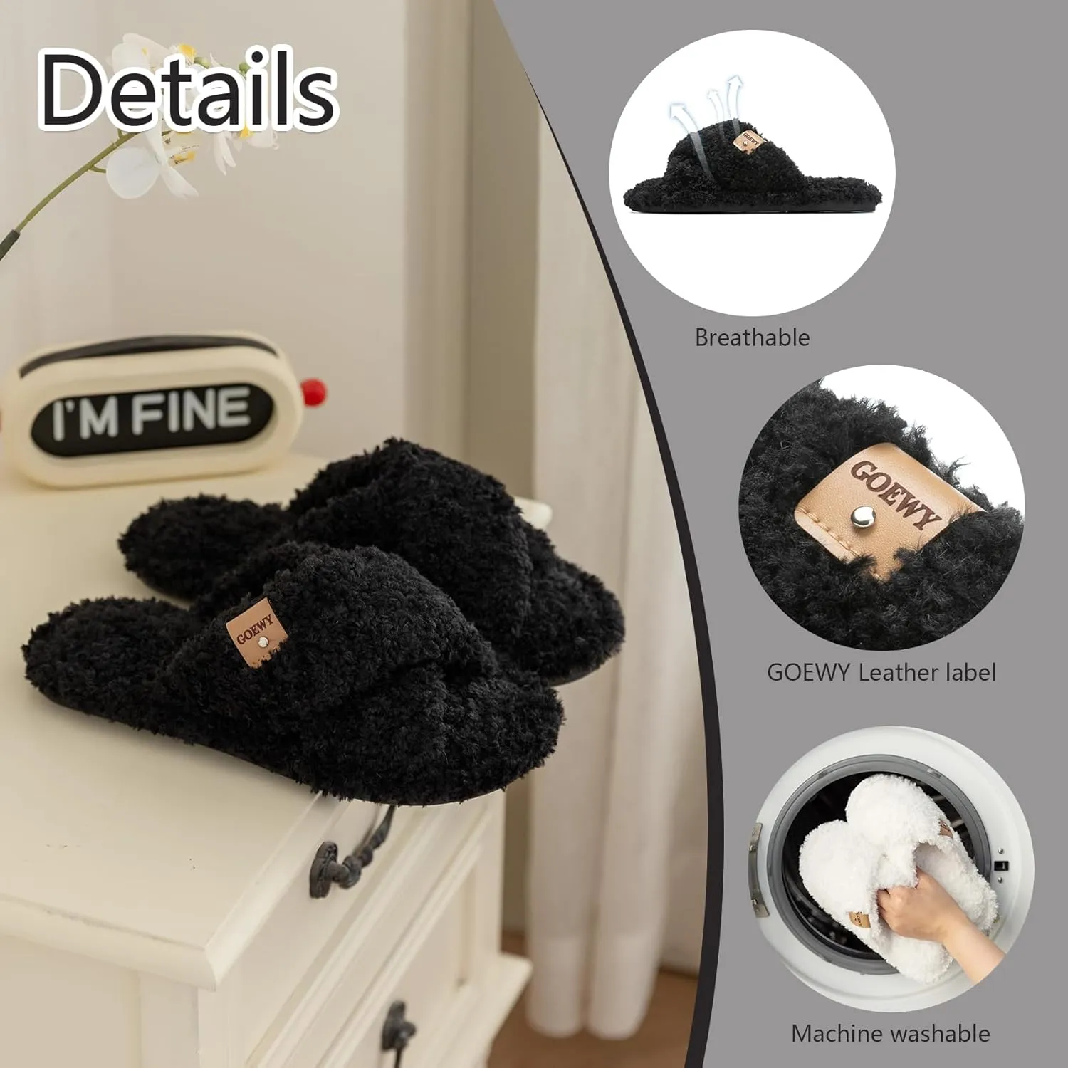 Fuzzy Open Toe Slippers for Women Indoor and Outdoor with Memory Foam Cozy Cross Band Cute Slipper Soft House Shoes Slides Slip On Gifts for Women Mom Her Ladies Bridesmaid