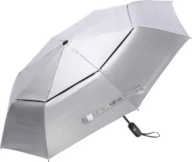 G4Free UPF 50  UV Protection Travel Umbrella 42/46 Inch Windproof Silver Coating Sun Blocking Umbrella