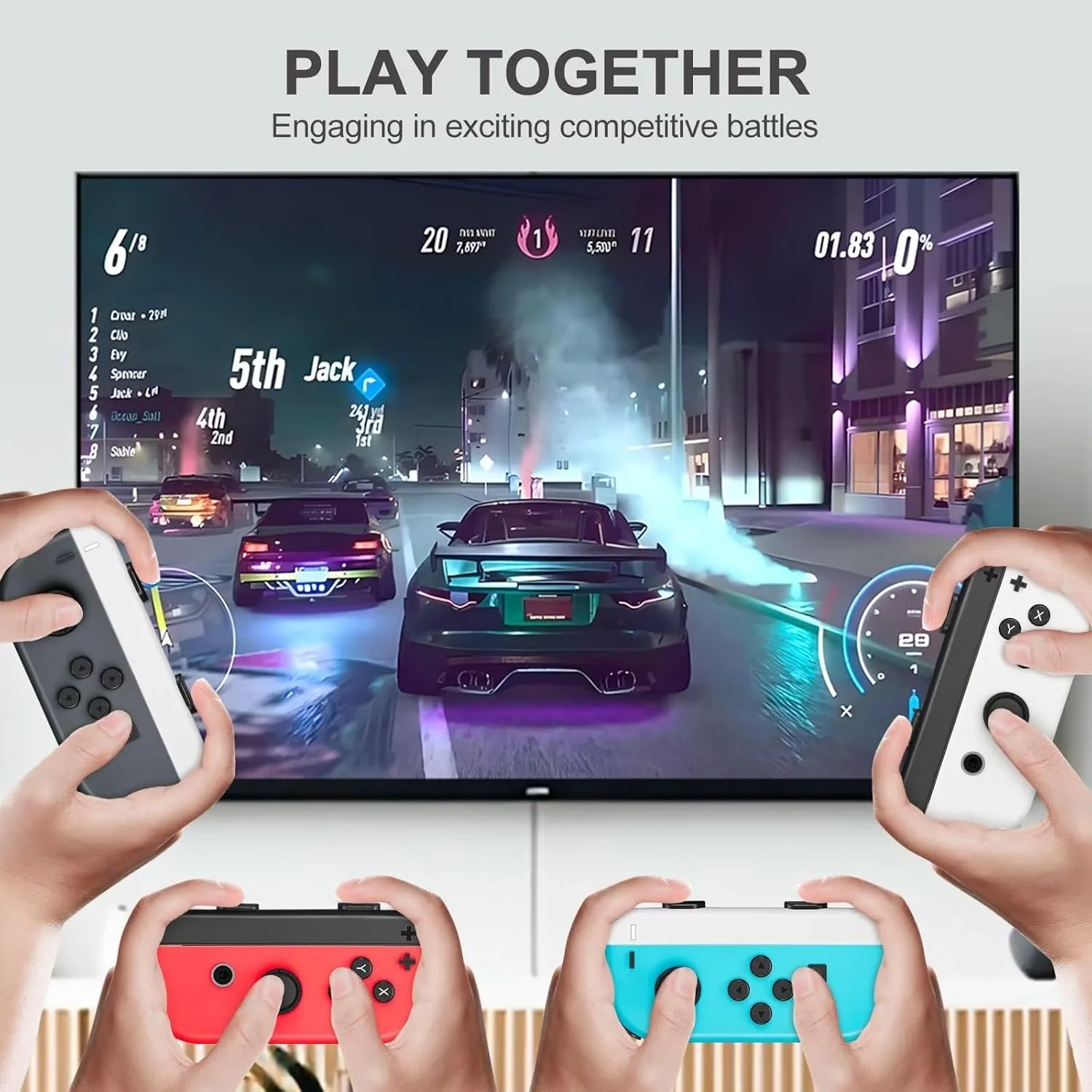 Gepicest Wrist Strap for Joycon 4 Pieces Switch Parts Accessories Controller Attachments Compatible with Joy Con, Dual Joycon Remote Comfort Controller Straps Black White 2 Pairs