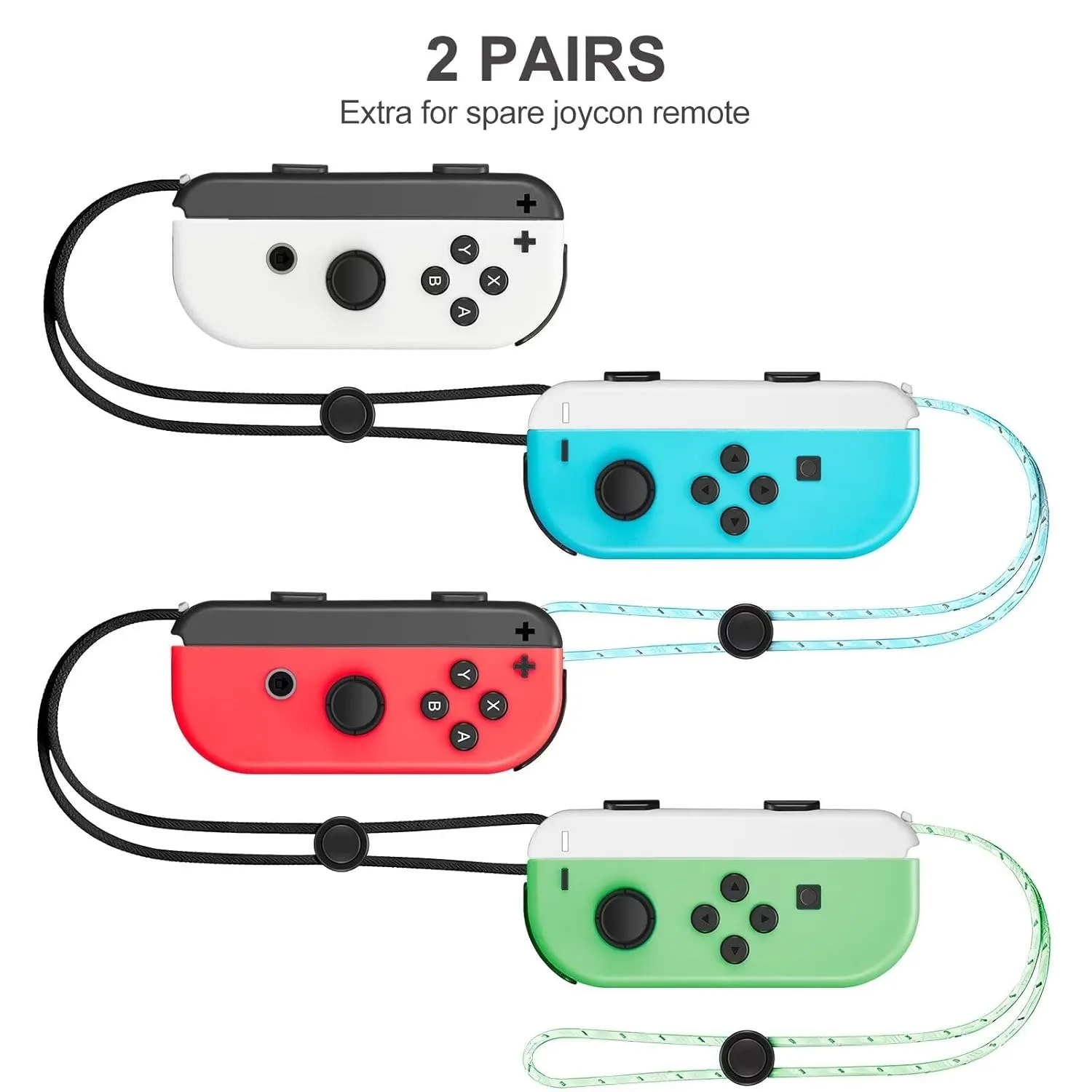 Gepicest Wrist Strap for Joycon 4 Pieces Switch Parts Accessories Controller Attachments Compatible with Joy Con, Dual Joycon Remote Comfort Controller Straps Black White 2 Pairs