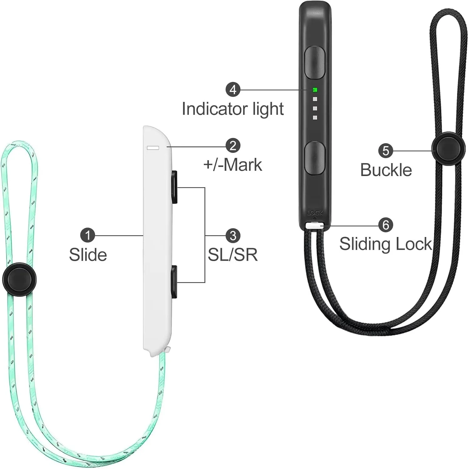 Gepicest Wrist Strap for Joycon 4 Pieces Switch Parts Accessories Controller Attachments Compatible with Joy Con, Dual Joycon Remote Comfort Controller Straps Black White 2 Pairs
