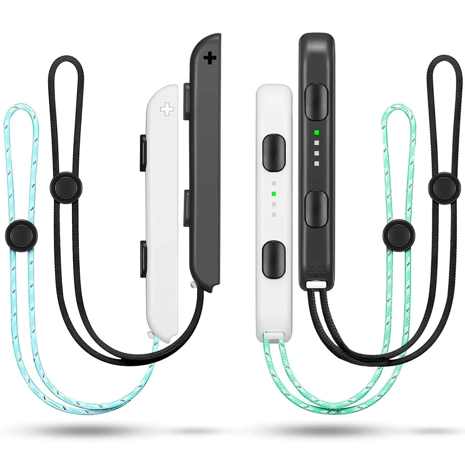 Gepicest Wrist Strap for Joycon 4 Pieces Switch Parts Accessories Controller Attachments Compatible with Joy Con, Dual Joycon Remote Comfort Controller Straps Black White 2 Pairs