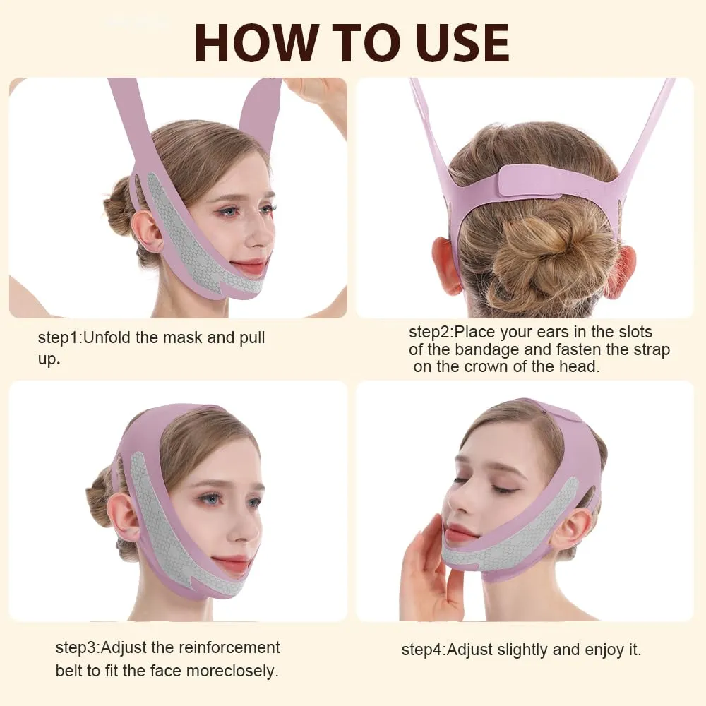 Graphene V-Line Mask, Chin Strap for Sleeping,Chin Strap for Women,Jaw Exerciser,lilac,M