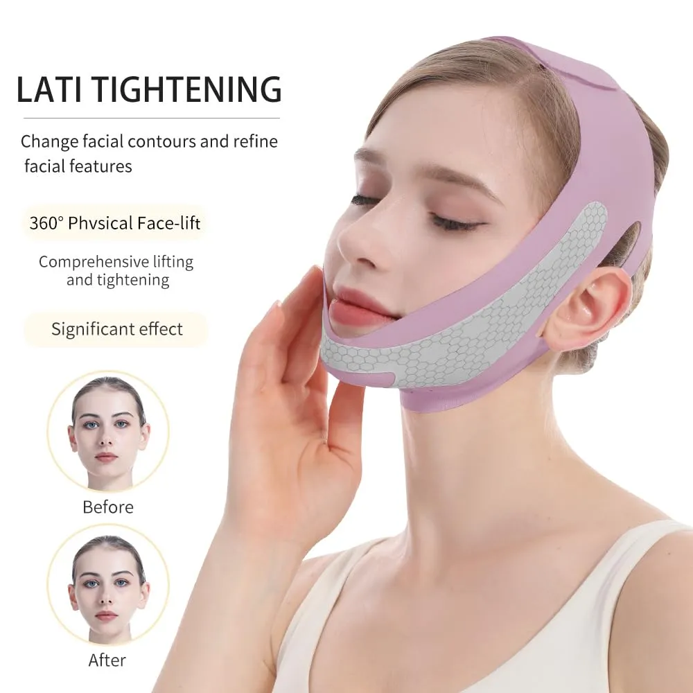 Graphene V-Line Mask, Chin Strap for Sleeping,Chin Strap for Women,Jaw Exerciser,lilac,M