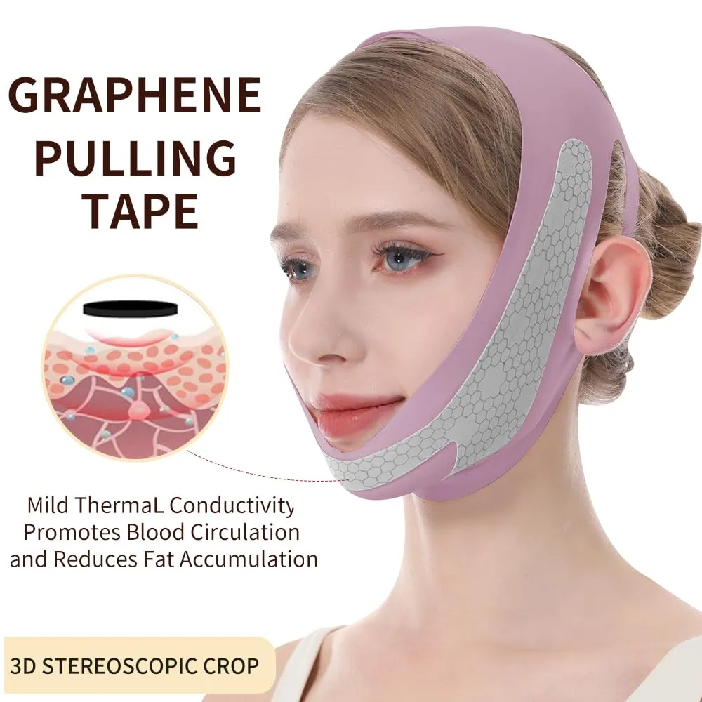 Graphene V-Line Mask, Chin Strap for Sleeping,Chin Strap for Women,Jaw Exerciser,lilac,M