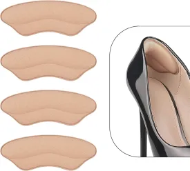 Heel Grips Liner Cushions Inserts for Loose Shoes, Heel Pads Snugs for Shoe Too Big Men Women, Filler Improved Shoe Fit and Comfort, Stop Heel Slip and Blister (4 Pairs) (H Pale Apricot)