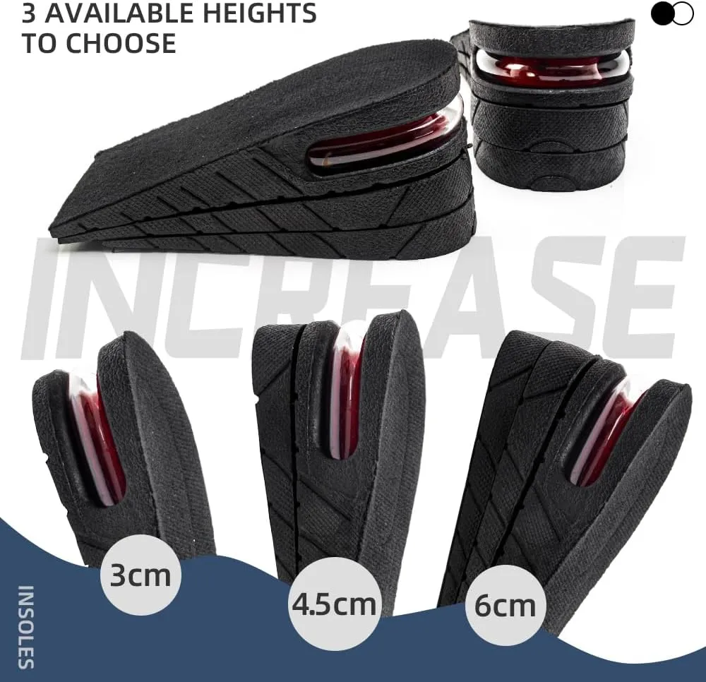 Height Increase Insole 3-Layer Air Cushion Heel Insert Lift Shoes Insole for Men and Women Invisible Elevator Adjustable Insoles
