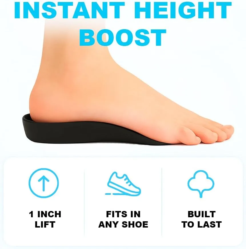 Height Increase Insoles (1 Inch) Comfortable Shoe Lifts for Men & Women, Instant Height Boost (M6-7.5/W7.5-9)