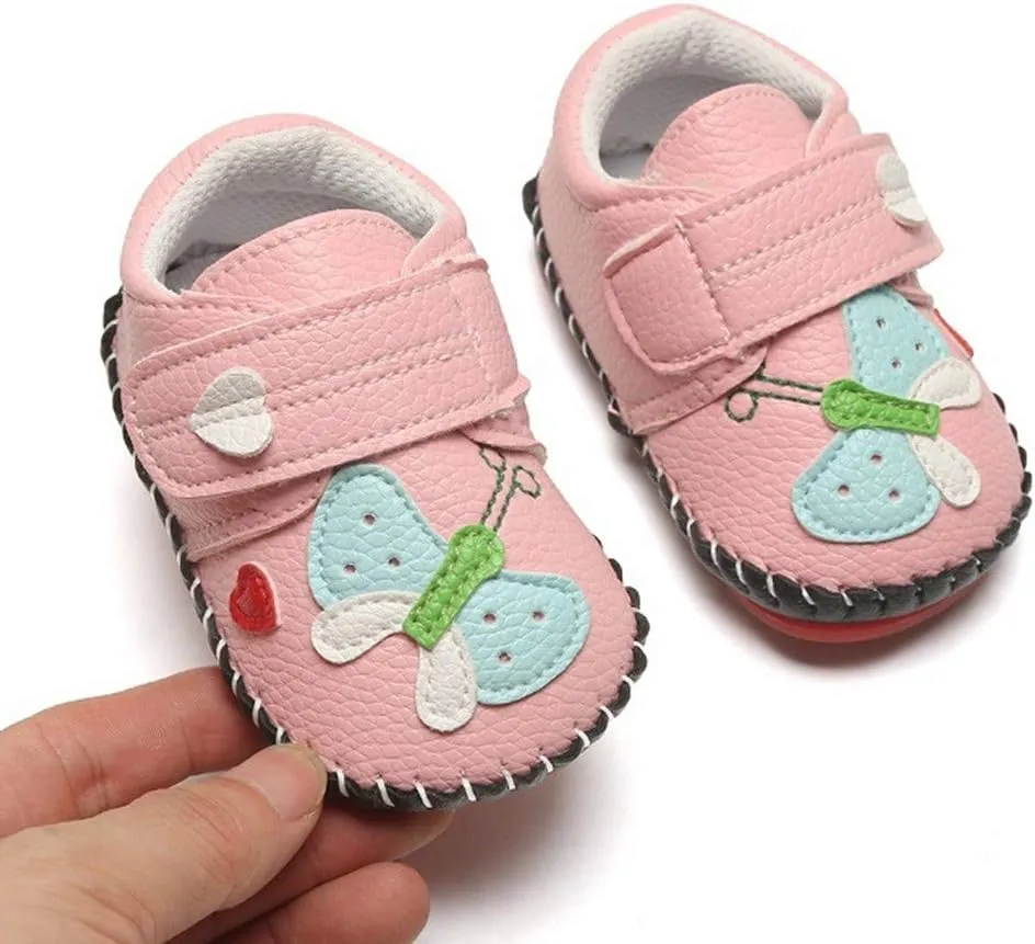 HsdsBebe Baby Boys Girls Pu Leather Hard Bottom Walking Sneakers Toddler Rubber Sole First Walkers Infant Cartoon Slippers Crib Shoes