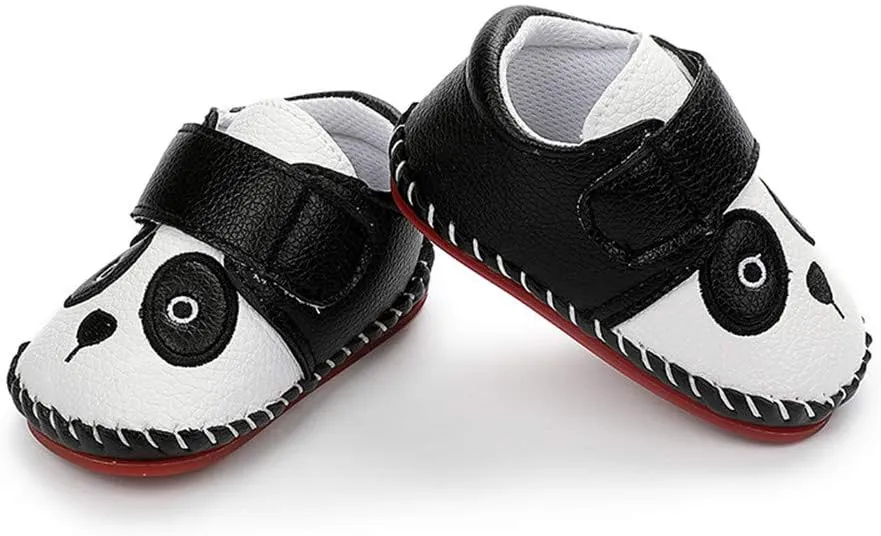 HsdsBebe Baby Boys Girls Pu Leather Hard Bottom Walking Sneakers Toddler Rubber Sole First Walkers Infant Cartoon Slippers Crib Shoes