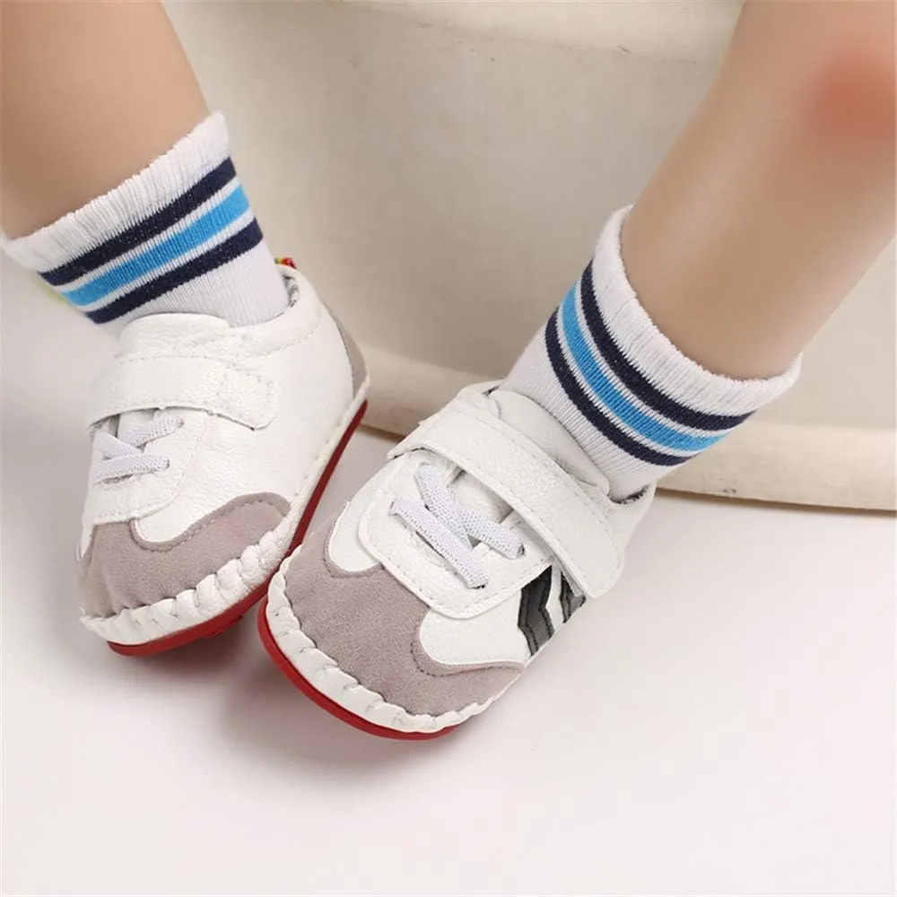 HsdsBebe Baby Boys Girls Pu Leather Hard Bottom Walking Sneakers Toddler Rubber Sole First Walkers Infant Cartoon Slippers Crib Shoes